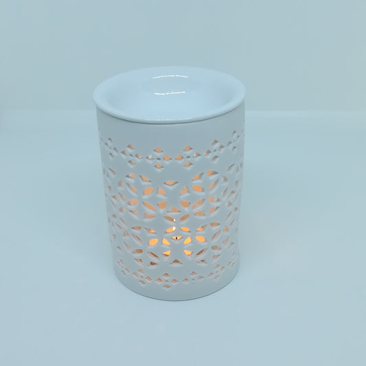 ceramic wax melt burner petal lattice pattern with tealight candle