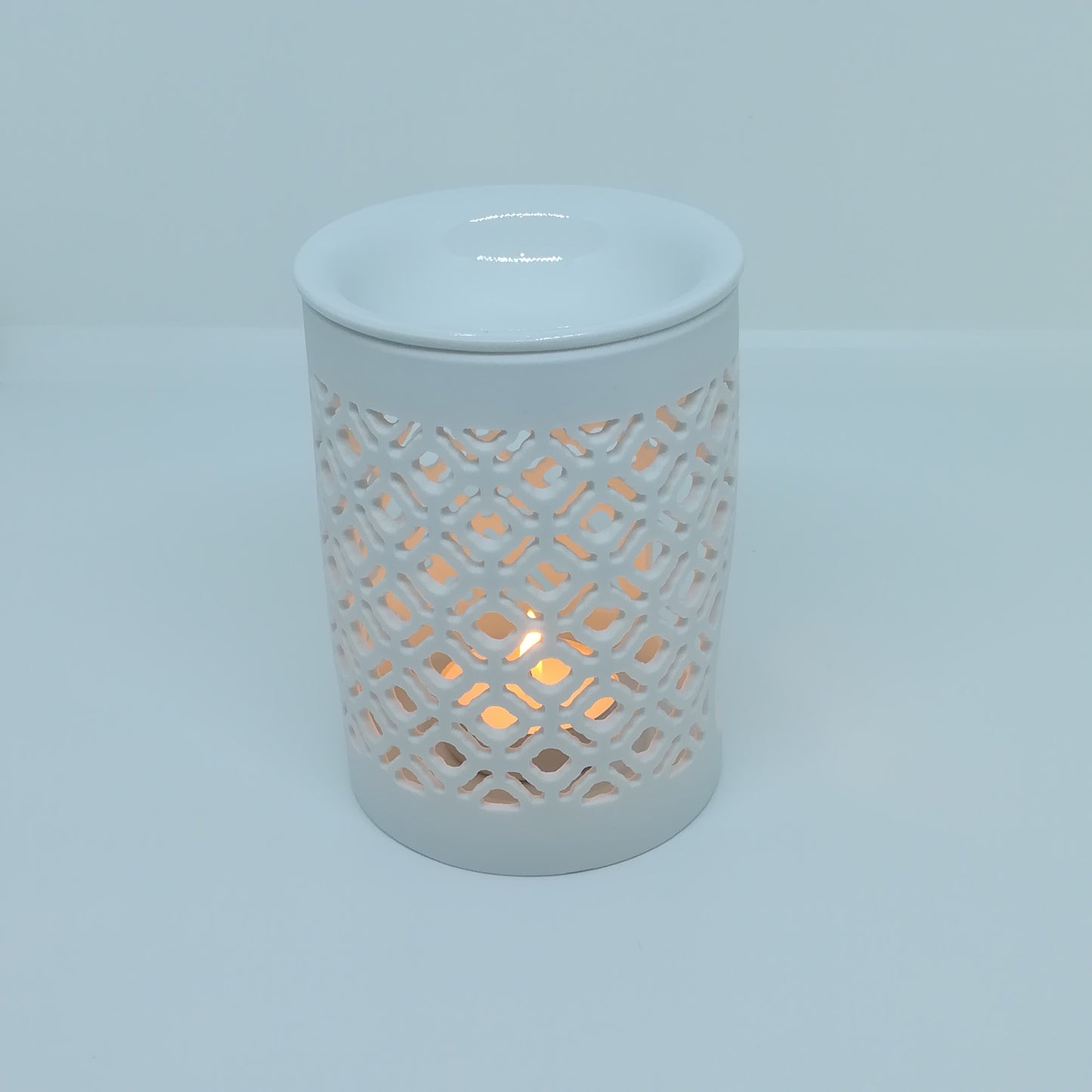 ceramic wax melt burner moroccan lattice pattern